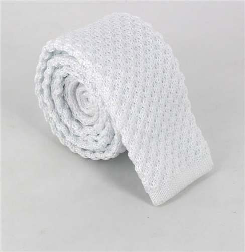 Corbata Punto Lisa Ondas Blanca