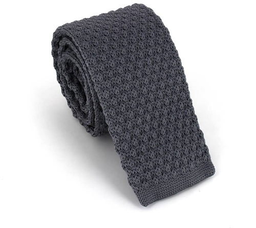 Corbata Punto Lisa Ondas Gris Oscuro