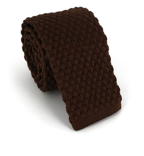 Cravate en tricot lisse Ondes Marron