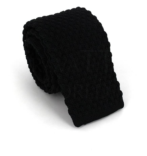Cravate en tricot lisse vagues noire