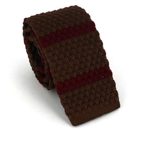 Corbata Punto Marrón Rayas Granate
