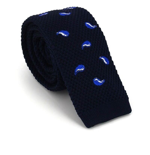 Corbata Punto Paisley Azul Oscuro