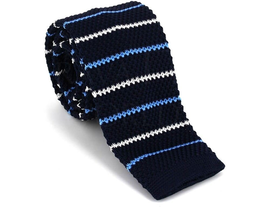 Corbata Punto Rayas Azul Oscuro