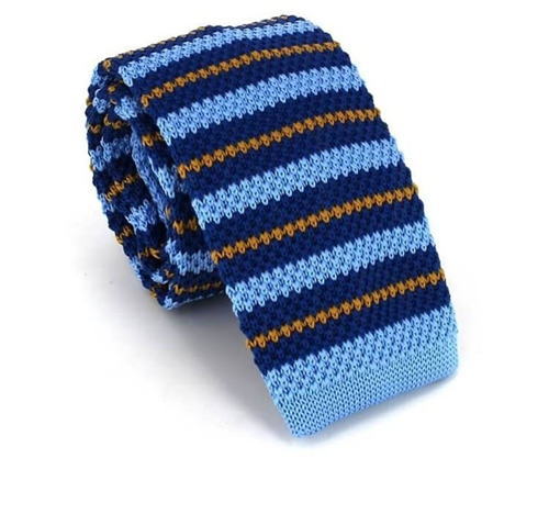 Corbata Punto Rayas Azul y Amarilla