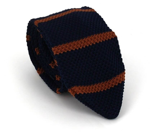 Corbata Punto Rayas Azul y Marrón