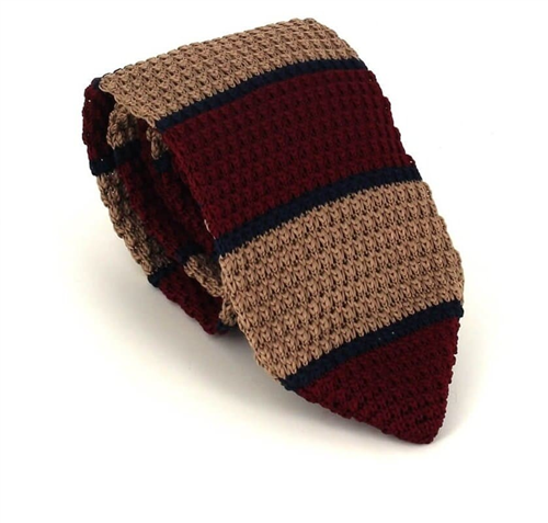 Corbata Punto Rayas Beige y Marrón