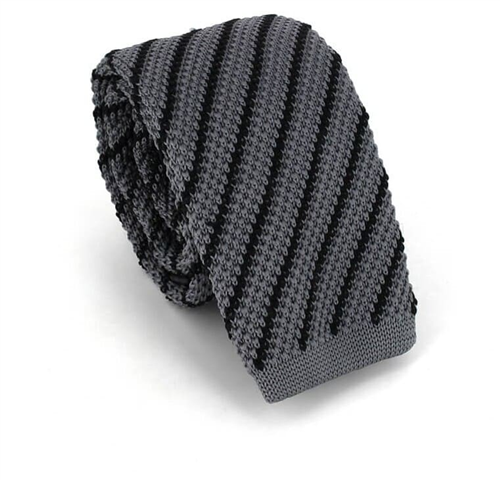 Corbata Punto Rayas Diag. Gris y Negra