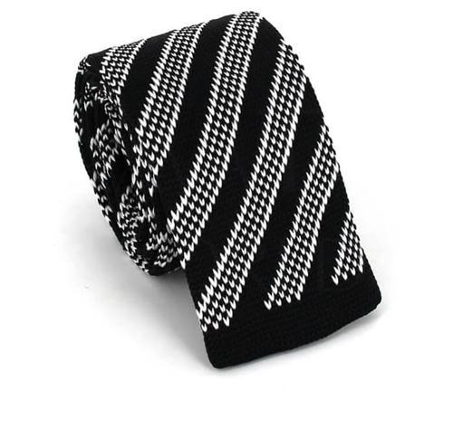 Corbata Punto Rayas Diag. Negra y Blanca