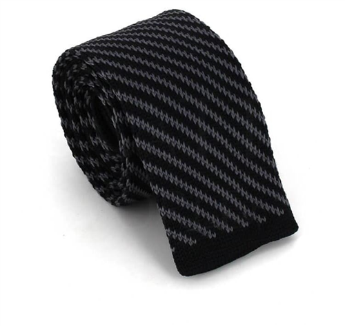 Corbata Punto Rayas Diag. Negra y Gris