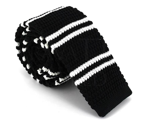 Corbata Punto Rayas Finas Negra