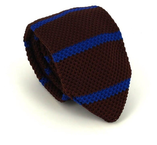 Corbata Punto Rayas Marrón y Azul