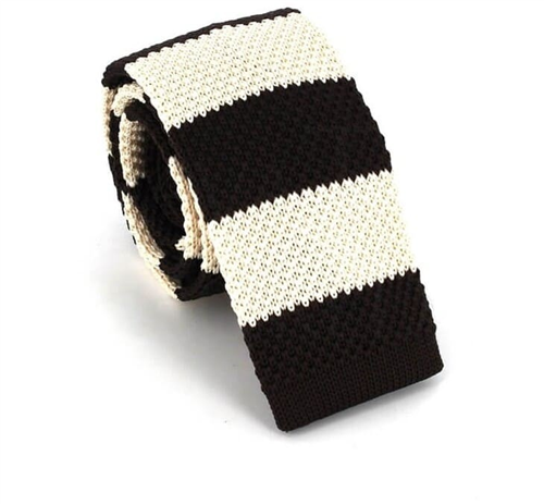 Corbata Punto Rayas Marrón y Beige