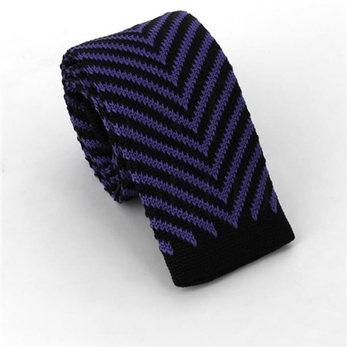 Corbata Punto Rayas Negra y Morada