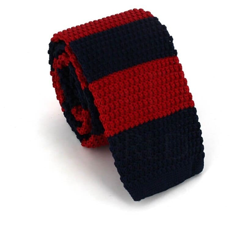 Corbata Punto Rayas Roja y Azul Oscuro