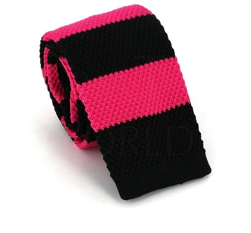 Corbata Punto Rayas Rosa y Negra