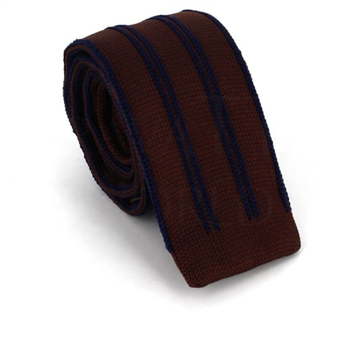 Corbata Punto Rayas Verticales Marrón y Azul