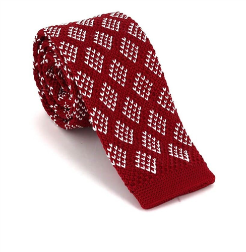 Corbata Punto Roja Estampada Rombos