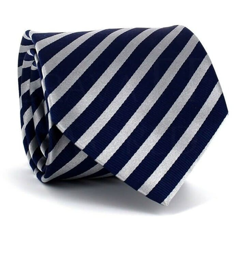 Corbata Rayas Azul y Plata