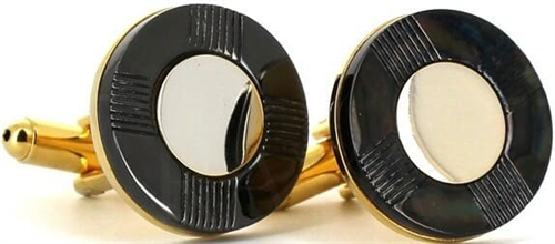 Gemelos Circular Dorado y Negro
