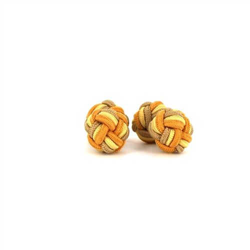 Gemelos Doble Bola Dorado, Amarillo y Beige