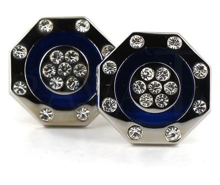 Gemelos Esmaltados Azules con Brillantes