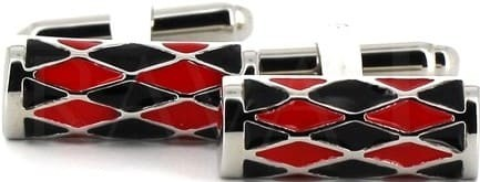 Gemelos Esmaltados Cilindros Rojos y Negros