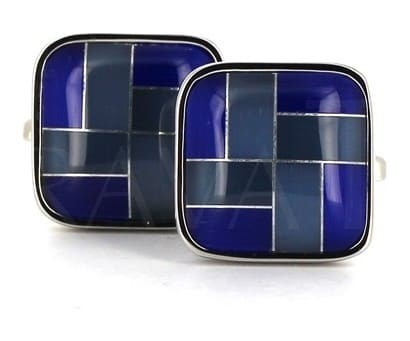 Gemelos Esmaltados Cuadrados Azules III
