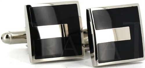 Gemelos Esmaltados Cuadrados Plateados y Negros II