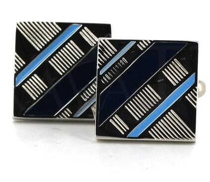 Gemelos Esmaltados Cuadrados Rayados