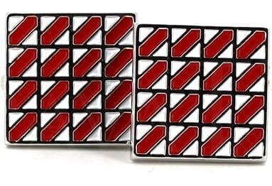 Gemelos Esmaltados Cuadrados Rojo y Blanco