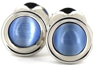 Gemelos Esmaltados Doble Bola Azul Claro