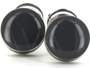 Gemelos Esmaltados Doble Bola Gris Oscuro