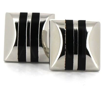 Gemelos Esmaltados Doble Raya Negra
