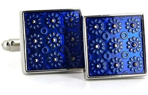 Gemelos Esmaltados Florales Azules