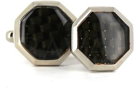 Gemelos Esmaltados Octagonal Negro