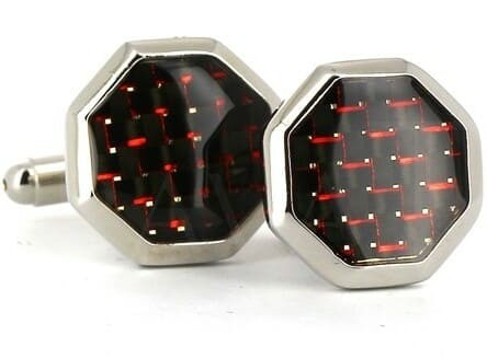 Gemelos Esmaltados Octogonales Rojos y Negros