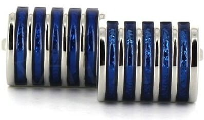 Gemelos Esmaltados Rayas Azules