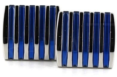 Gemelos Esmaltados Rayas Azules III