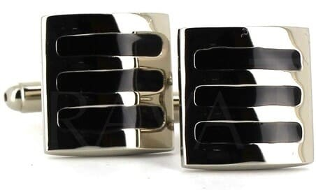 Gemelos Esmaltados Rayas Negras II