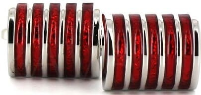 Gemelos Esmaltados Rayas Rojas