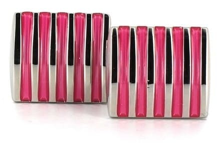 Gemelos Esmaltados Rayas Rosas