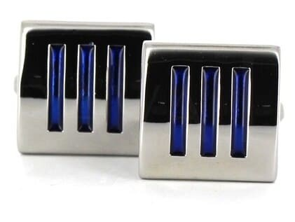 Gemelos Esmaltados Triple Raya Azul