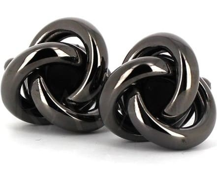 Gemelos Triple Nudo Liso Negro
