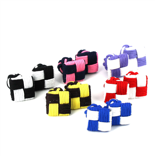 PACK DE 6 GEMELOS PASAMANERÍA CUADRADOS BICOLOR