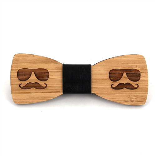 Pajarita Bambú Gafas y Bigote