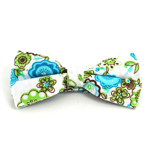Pajarita Flores Blanca y Azul Celeste