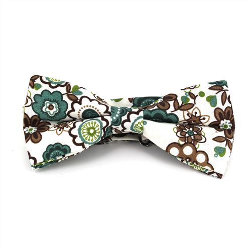 Pajarita Flores Blanca y Verde