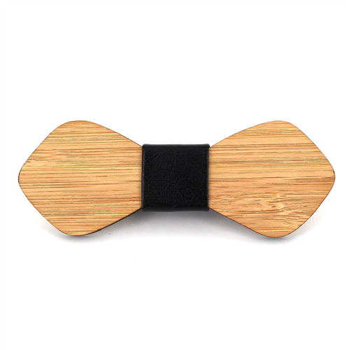 Pajarita Madera Bambú y Cuero