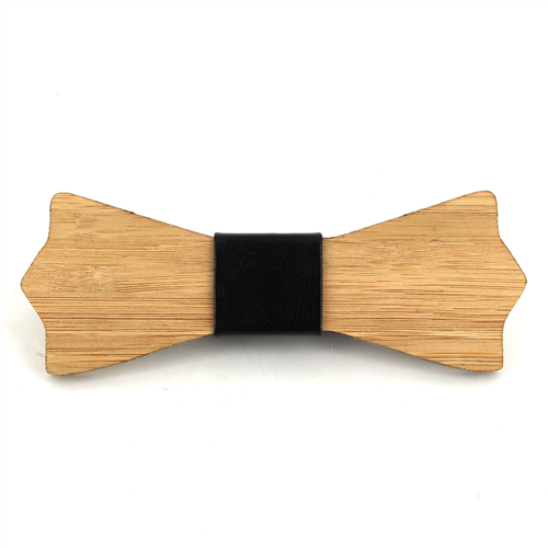 Pajarita Madera Bambú y Cuero