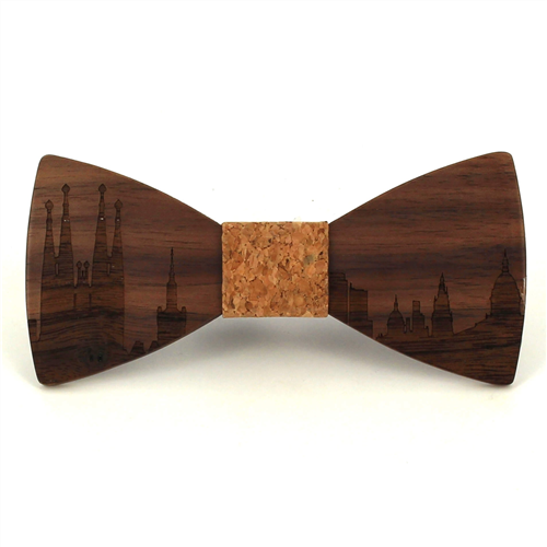 Pajarita Madera Skyline Barcelona